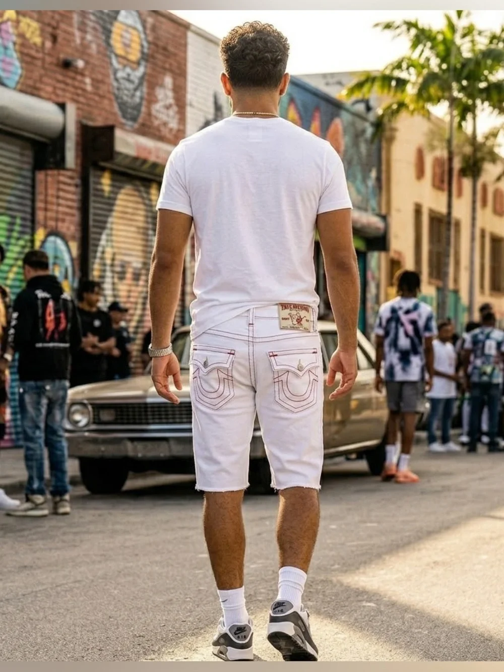 True Religion*Ultra Rare*Cutoffs w/Flaps & Big T Stitching in Boi White/Grey 36